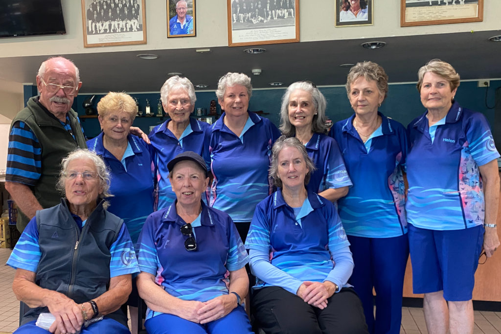 Joyce with friends:
From the left at the back: Les, Trish, Joyce Corbett, Wendy, Ava, Debbie and Helen. Front row: Marj, Laura and Annette.